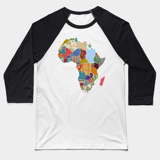 Patchwork Map of Africa Baseball T-Shirt by luckylucy